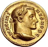 Roman coin bearing the image of Caesar Maximinus II