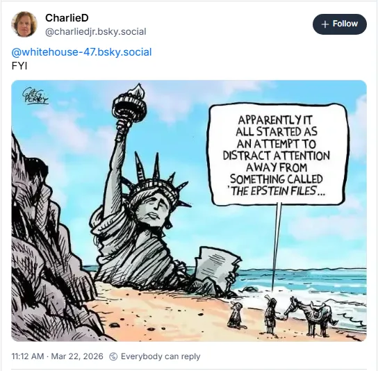 Statue of Liberty in ruins (from Planet of the Apes): Apparently it all started as an attempt to distract attention away from something called 'The Epstein Files'