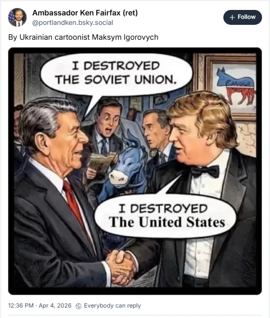 Reagan: 'I destroyed the Soviet Union.' Trump: 'I destroyed the United States.'