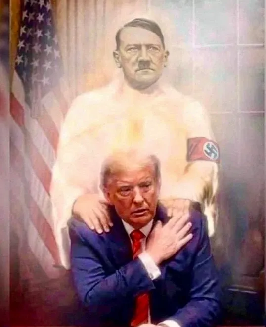 Hitler's spirit standing behind Trump