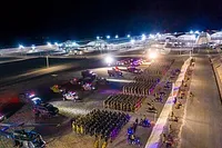 Security forces gathered in formation at Terrorism Confinement Center in El Salvador