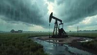 AI generated oil pump in the rain