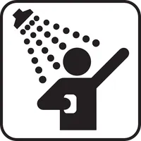 Simple drawing representing a person taking a shower