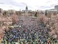 Crowd of 34,000 gather to hear Bernie Sanders and Alexandia Ocasio-Cortez speak in Denver