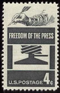 Freedom of the Press I.S. postage stame, 1958