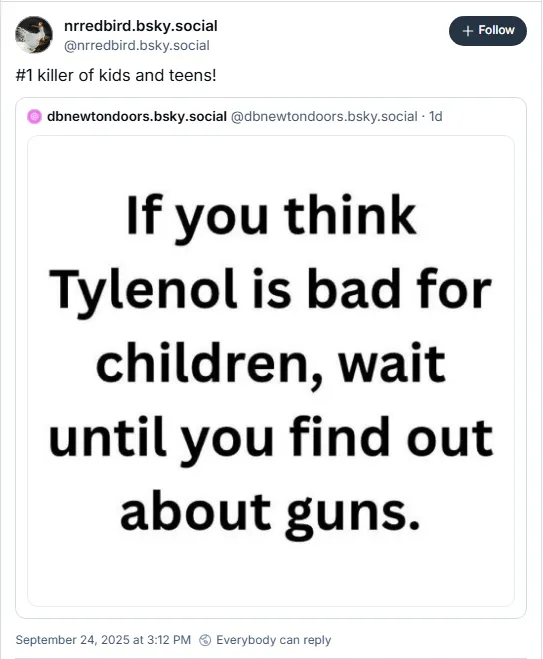 If you think Tylenol is bad for children, wait until you find out about guns.