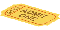 Gold ticket with the words 'Admit One'