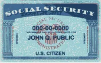 social Security card with the number 000-00-0000 and the name John Q. Public.