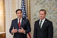 Marco Rubio and Mike Waltz address the press on Saudio Arabia on March 11, 2025