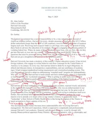 Page 1 of McMahon's letter to Harvard, with corrections