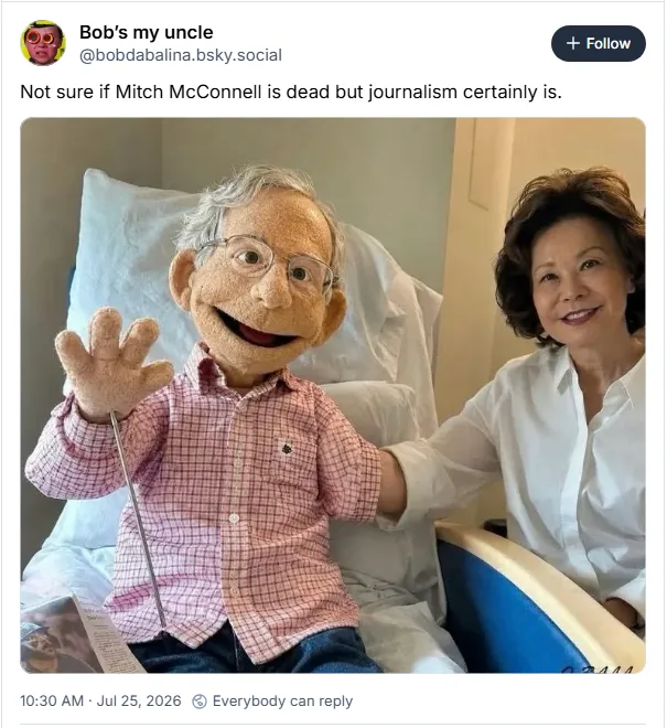Not sure if Mitch McConnell is dead but journalism certainly is
