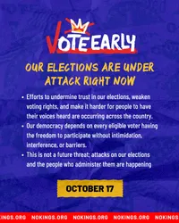 Vote early: No Kings Day is Oct 17