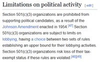 501(c)(3) organizations are prohibited from supporting political candidates